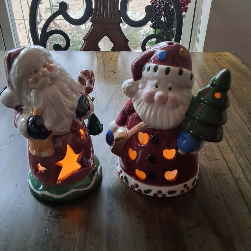 These Santa Claus Candle Holders are a festive addition to your Christmas decor.